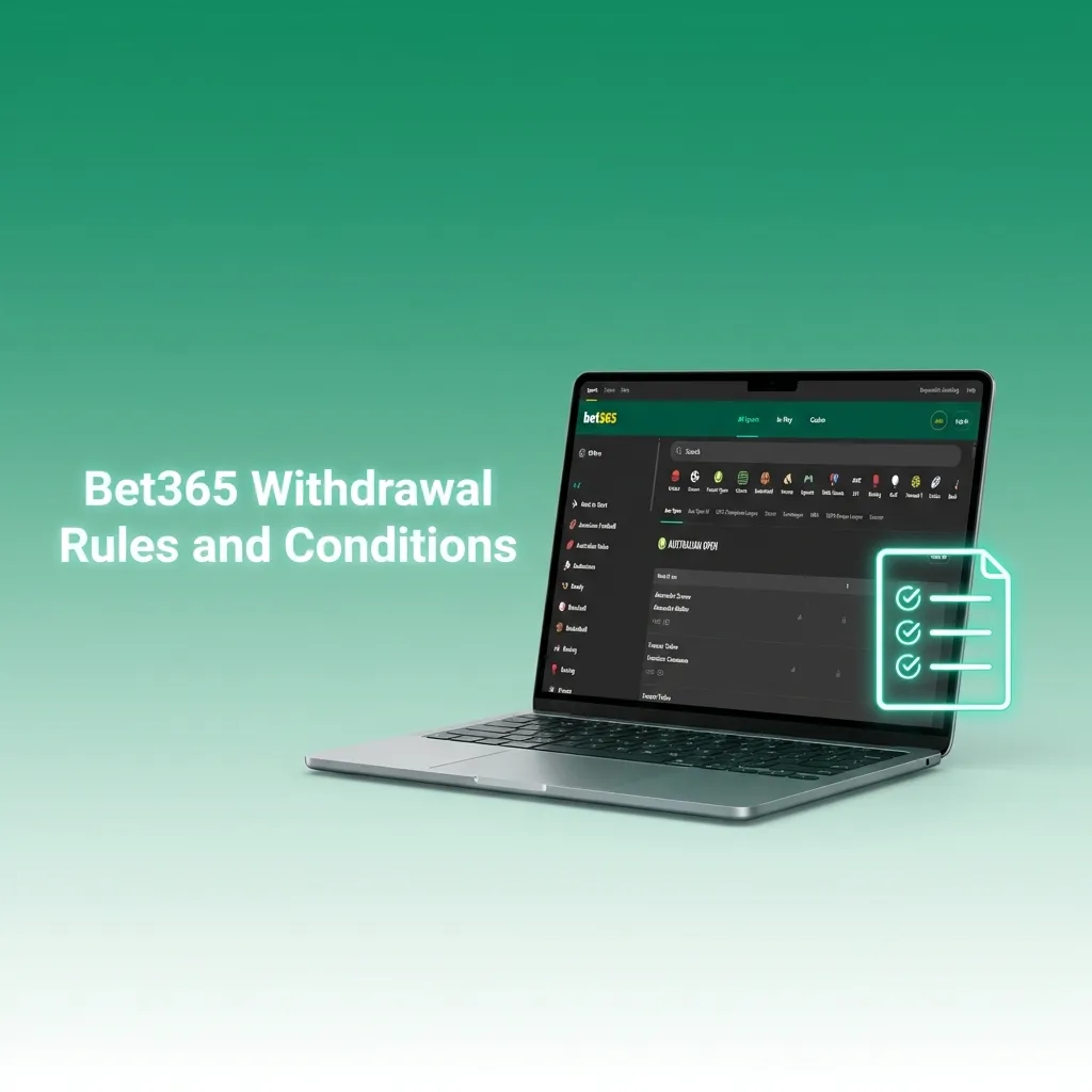 Bet365 withdrawal rules infographic showing verification, payment methods, wagering requirements, limits, and processing times