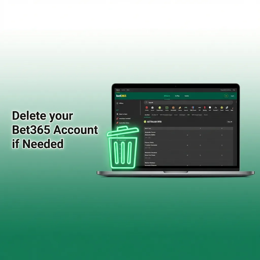 Person closing Bet365 account through responsible gambling settings on computer screen