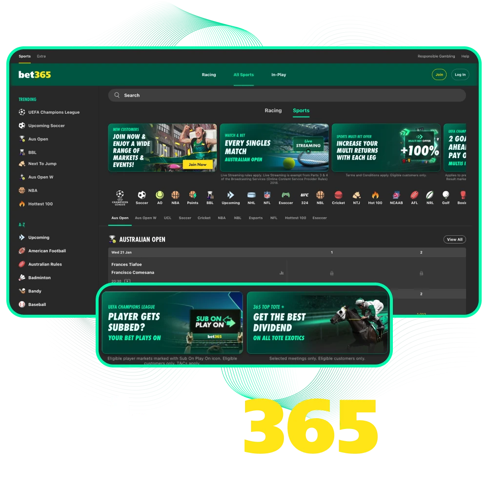 Choose the popular online casino 365Bet right now.