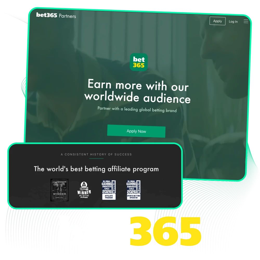 Join the official Bet 365 affiliate program to start earning commissions.