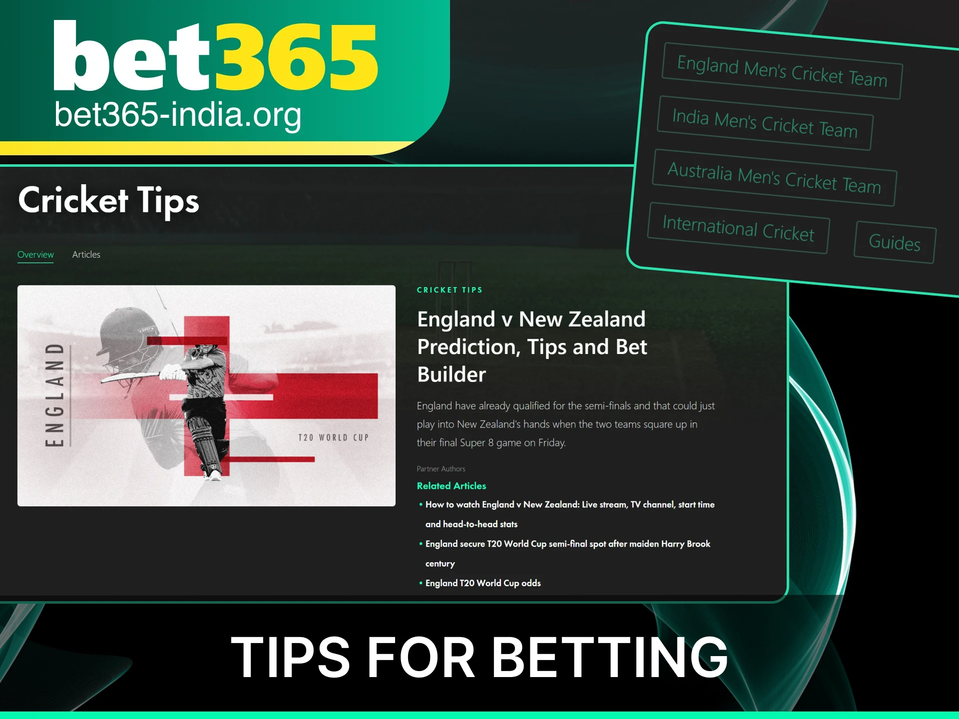 Simple tips to improve your cricket betting at Bet365 India.