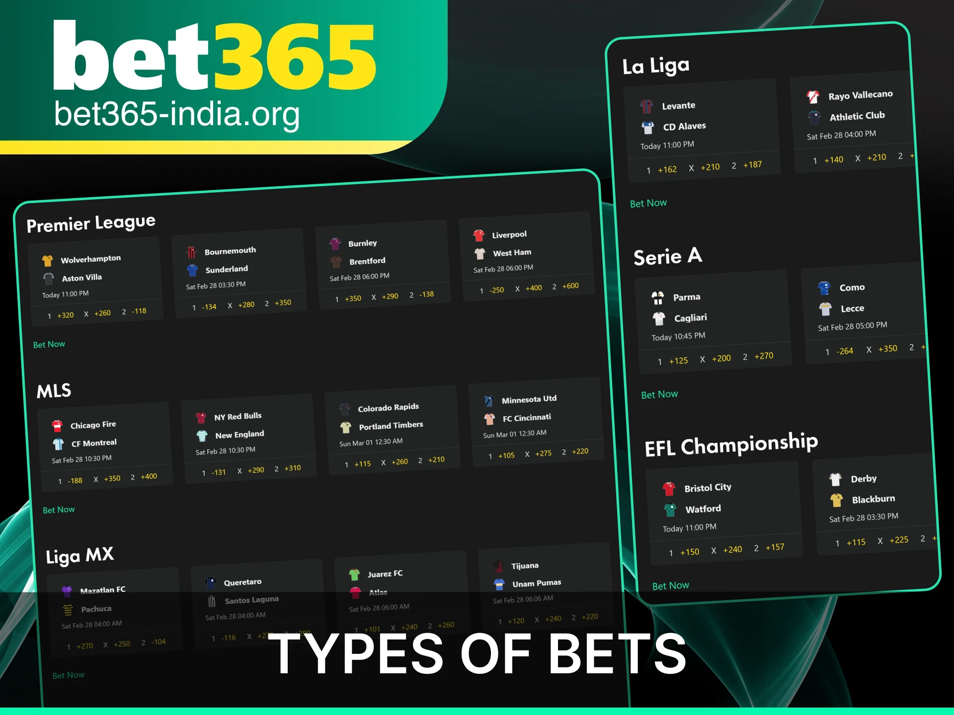 A guide to the various types of football bets you can place at Bet365 India.
