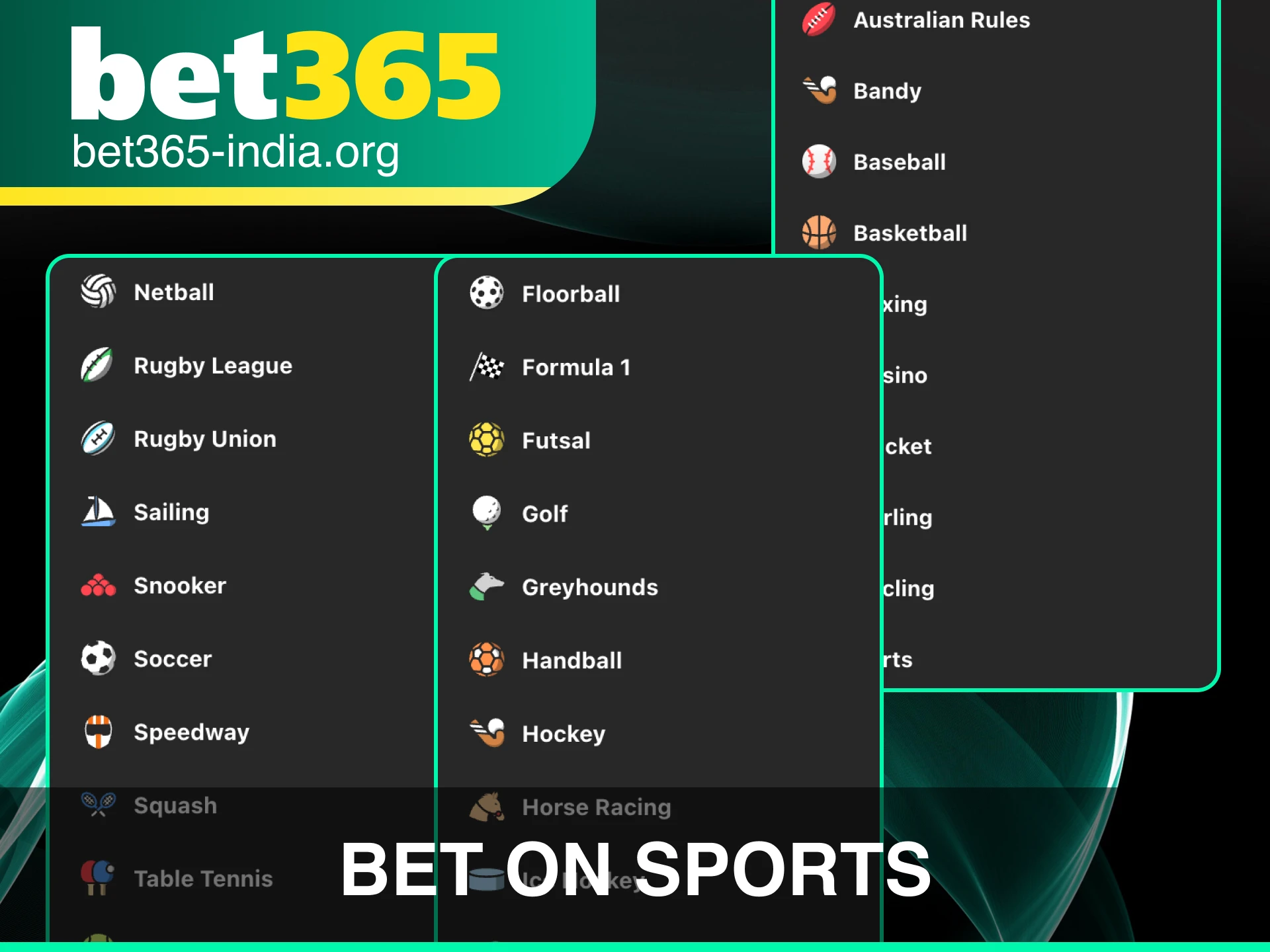 Bet on sports in the professional Bet 365 sportsbook section to win more.