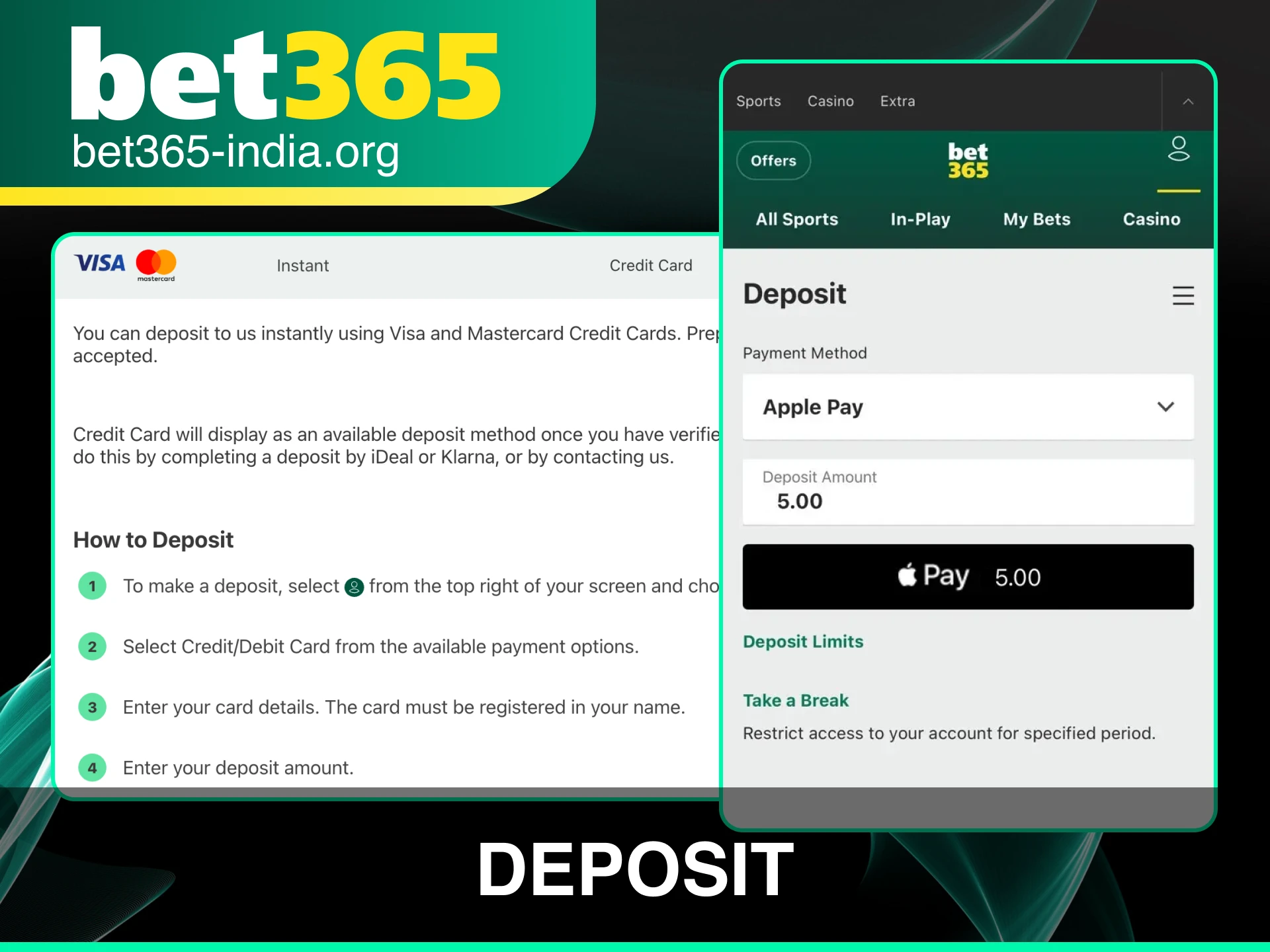 Follow our instructions to deposit money to Bet 365 and start betting now.