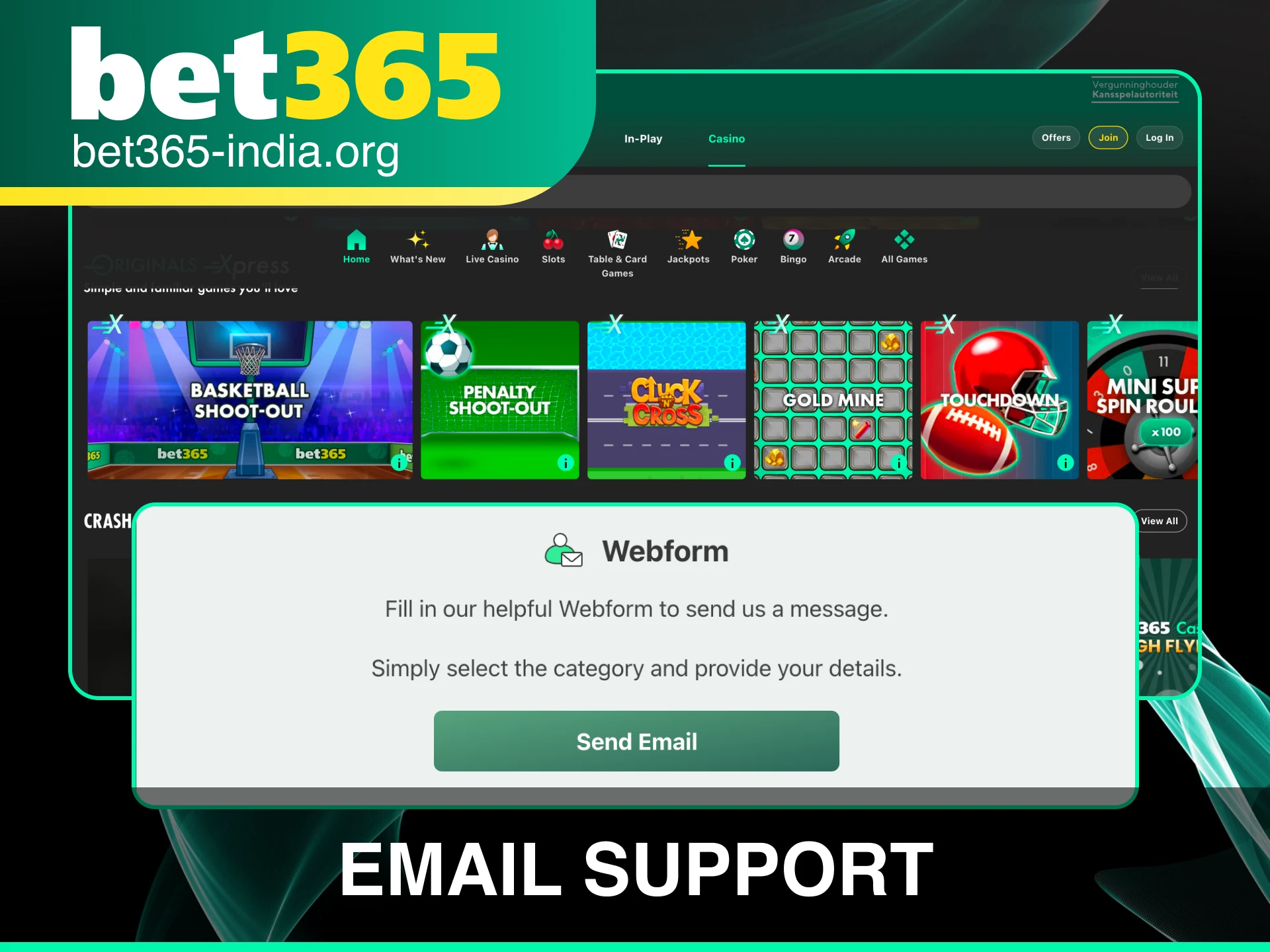 Send an inquiry via email support to resolve your Bet 365 account issues.
