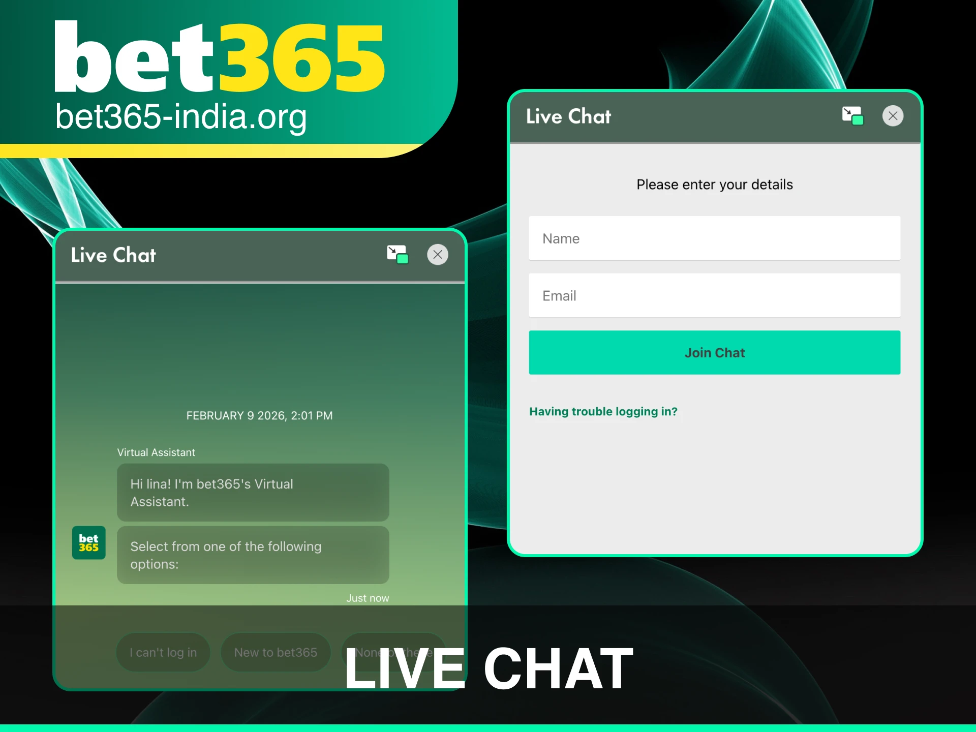 Use the live chat for instant support from the Bet 365 technical team.