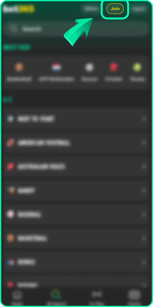 Click the registration button to begin your journey with Bet 365.