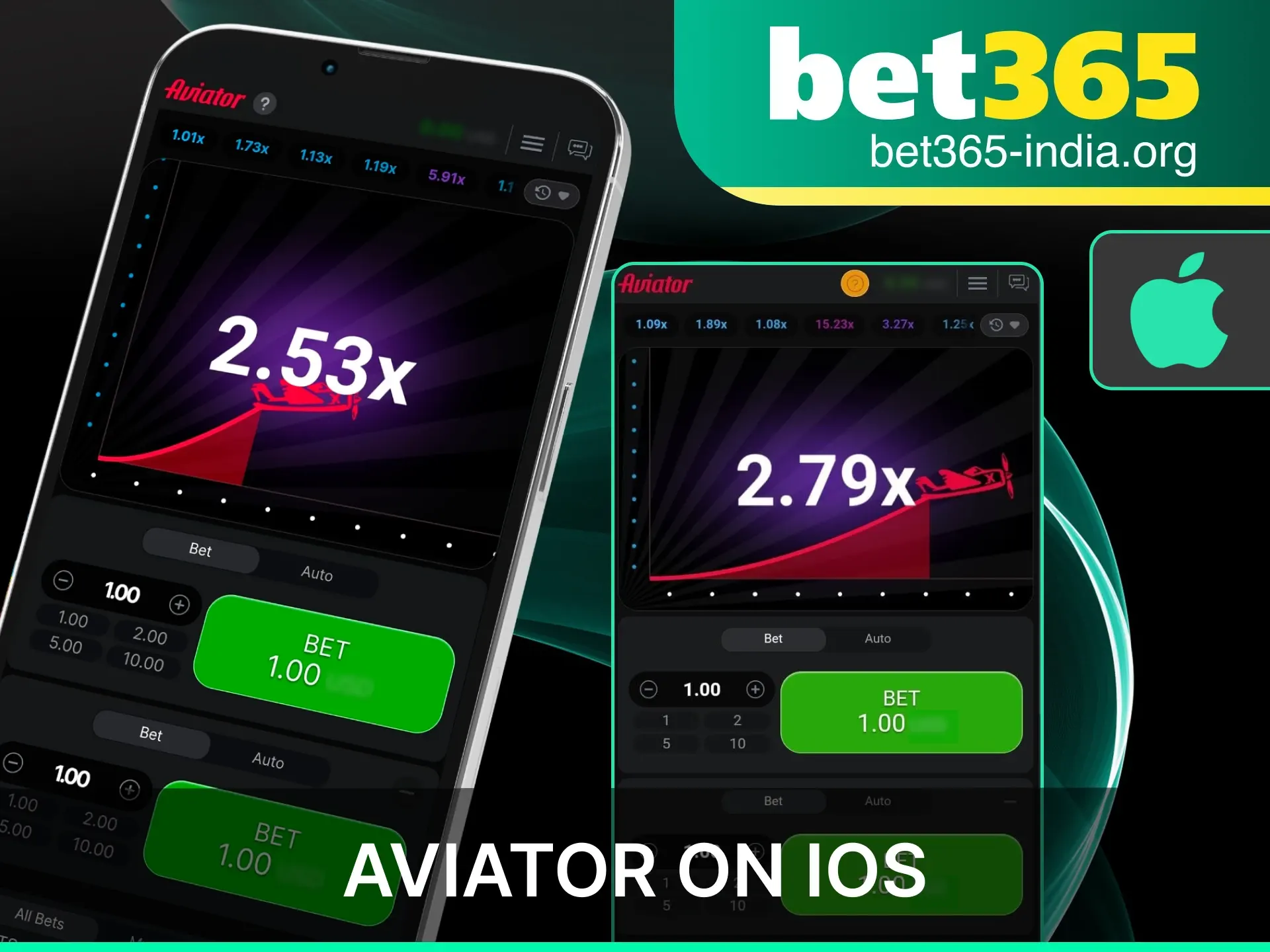Download the Bet365 app on your iOS device to play the Aviator crash game.